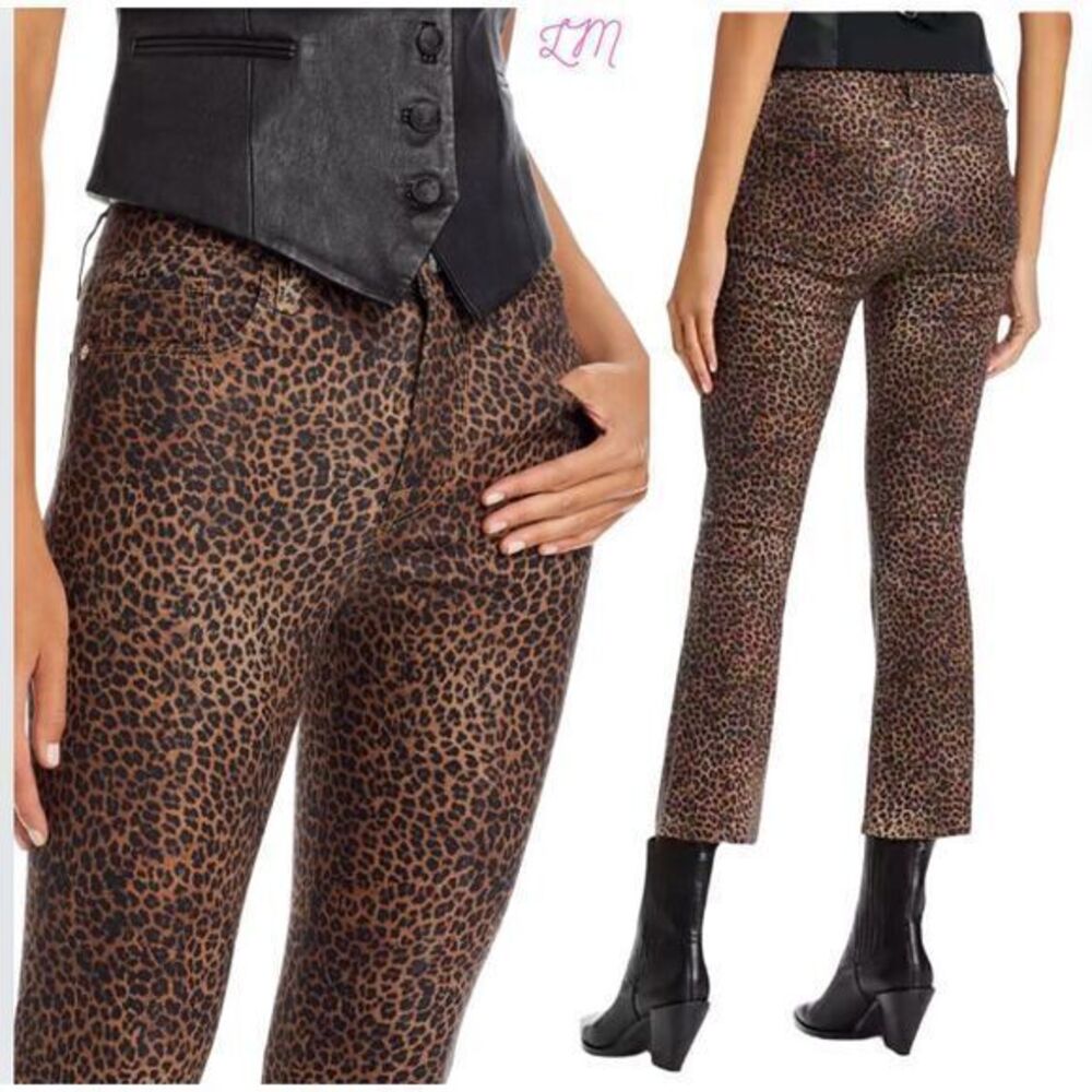 NWT Frame Le Crop Mini Coated Bootcut‎ Jeans Leopard Size 26